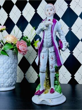 Large 14 Inch Victorian Gentleman Porcelain Figurine Rococo Style Statue
